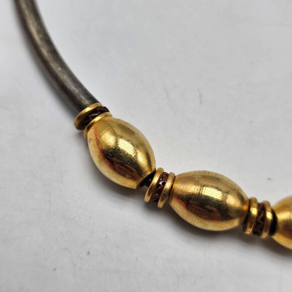 Vintage 1970s Two-Tone Tube Bead Choker Necklace - Picture 2 of 6